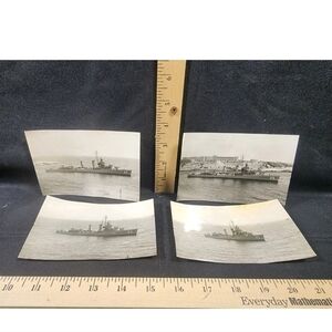 Antique Photograph Lot Of 4 Military Navy Ship USS Bainbridge AJ Pavia Malta